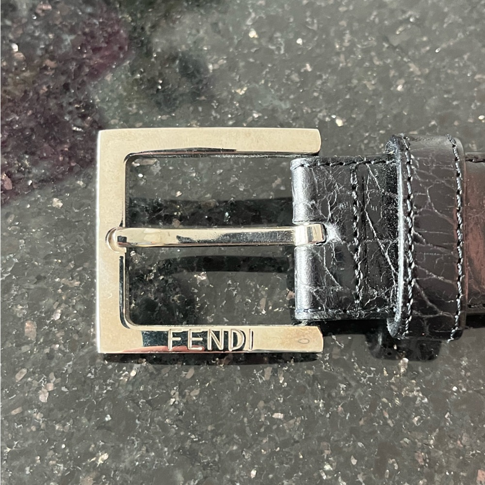 Fendi Black Leather Belt, Size 32 Men